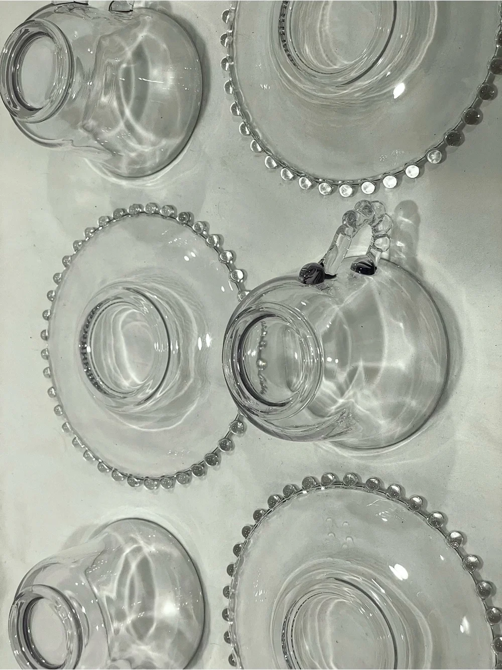 Imperial Glass “Candlewick” Crystal Beaded Teacup & Saucer Set (x3) | VTG | EUC